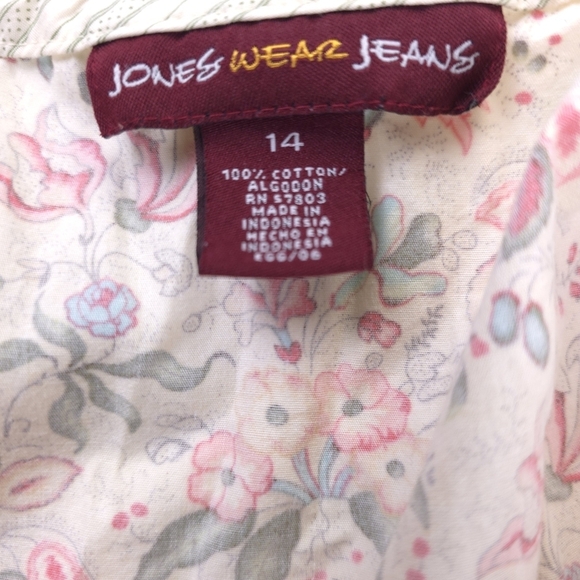 Jones Wear Boho Floral Cream Pink Multicolor Skirt Sz 14 - Picture 6 of 8